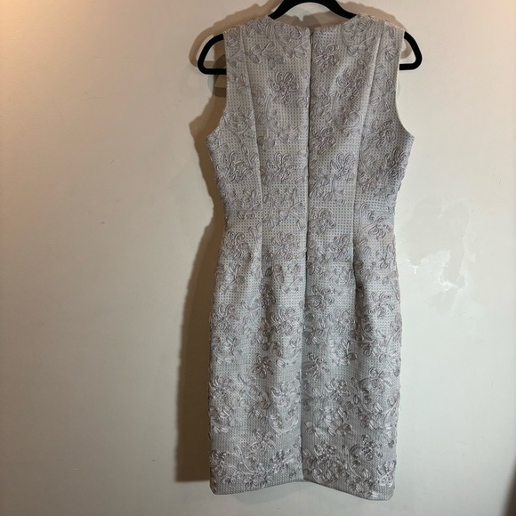 CARMEN MARC VALVOS SZ 6 Ribbon Floral Metallic Sparkly Lined  Knee Length Dress - Picture 7 of 11